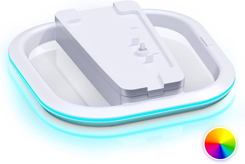 Honcam حامل عمودي لجهاز PS5/PS5 سليم/أجهزة بلاي ستيشن برو، حامل عمودي لجهاز بلاي ستيشن 5 مع 7 أضواء RGB ومسمار، أبيض - Image 1